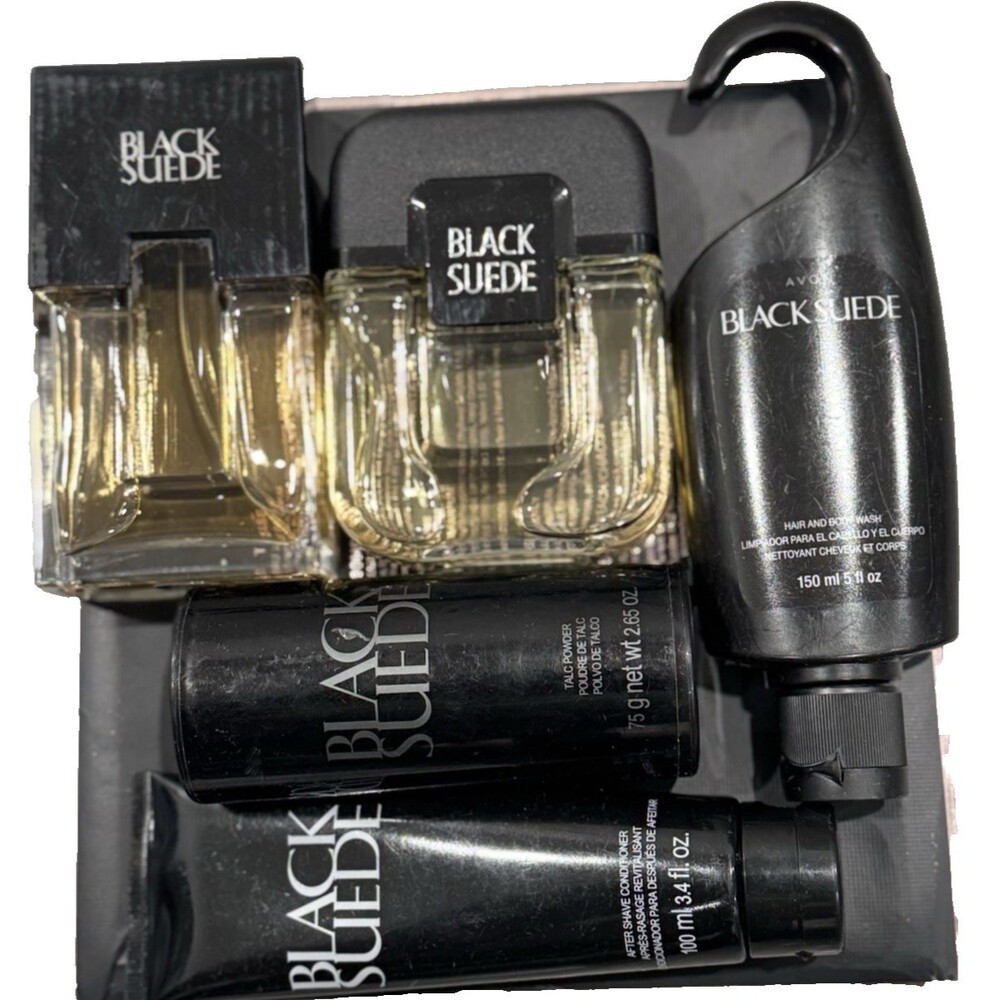 Avon Black Suede Men's Set 5-PC Grooming essentials - New Without Box